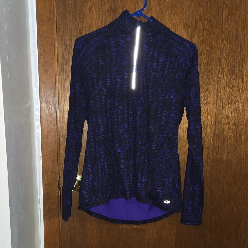 Champion Blue Zippered Long Sleeve Top with Mandarin Collar